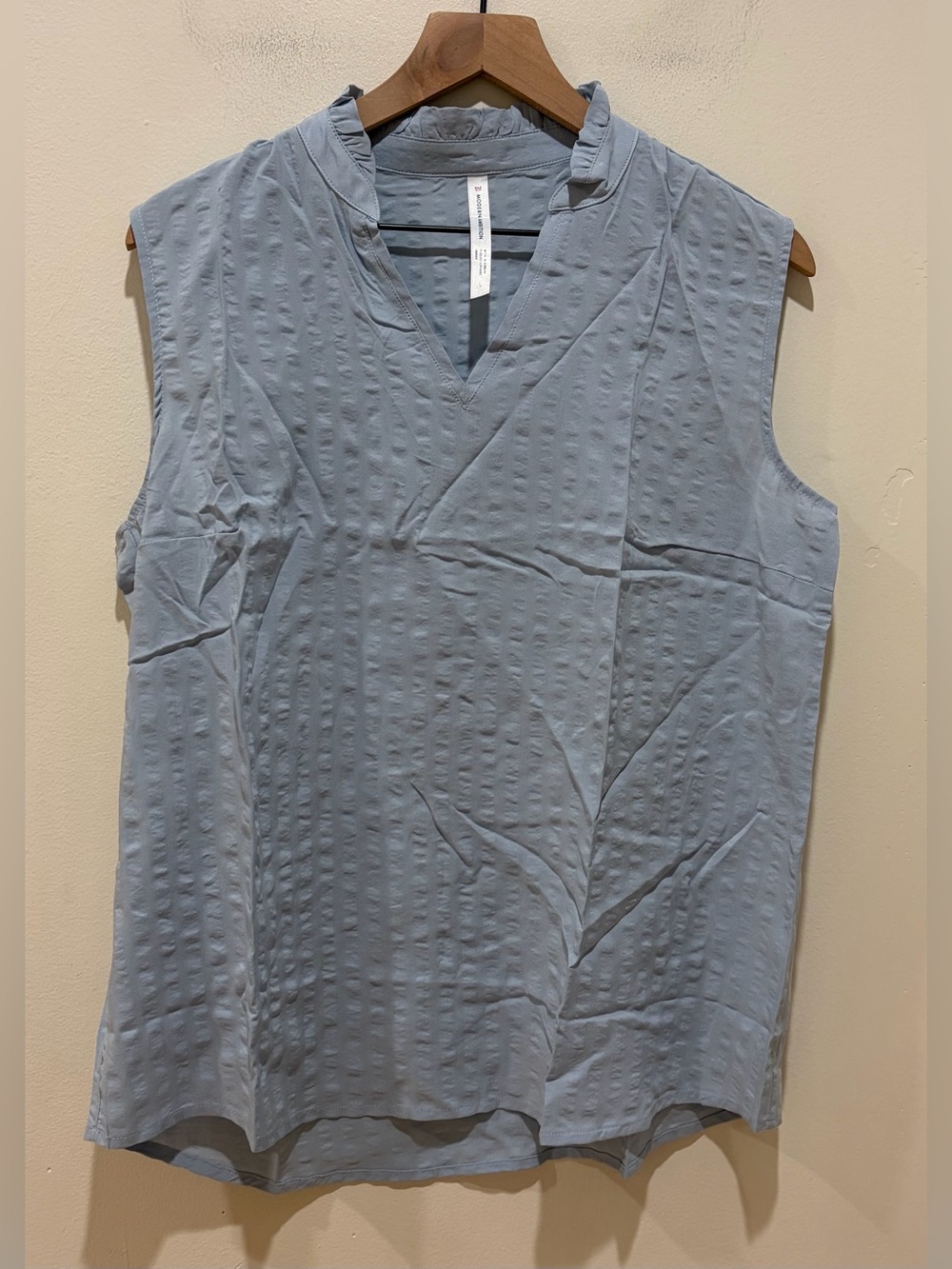 NWT Modern Ambition EcoVera Ruffle Collar Sleeveless Top Baby Light Blue - Large